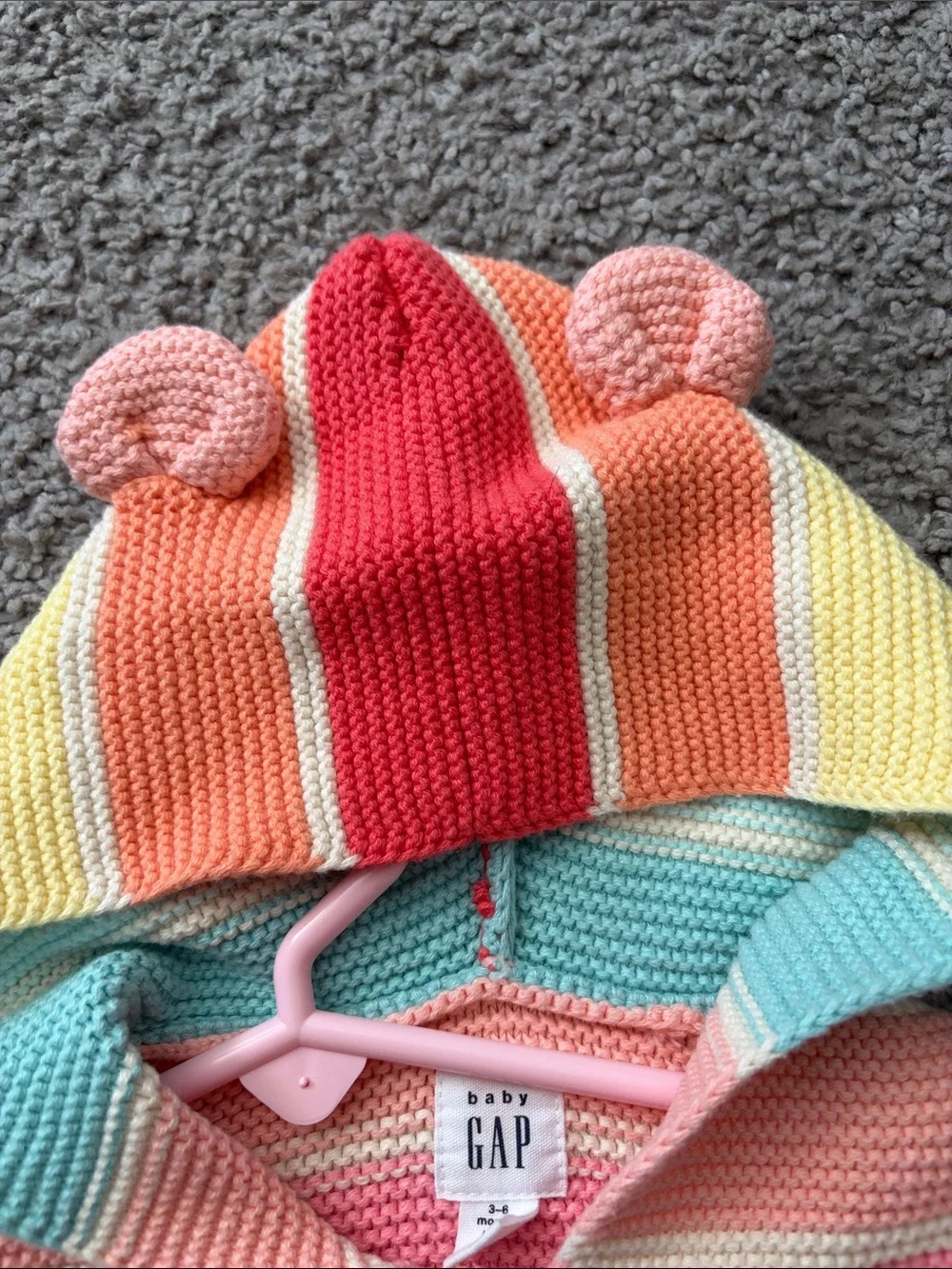 GAP Kids Hooded Knit Cardigan in Rainbow Stripes